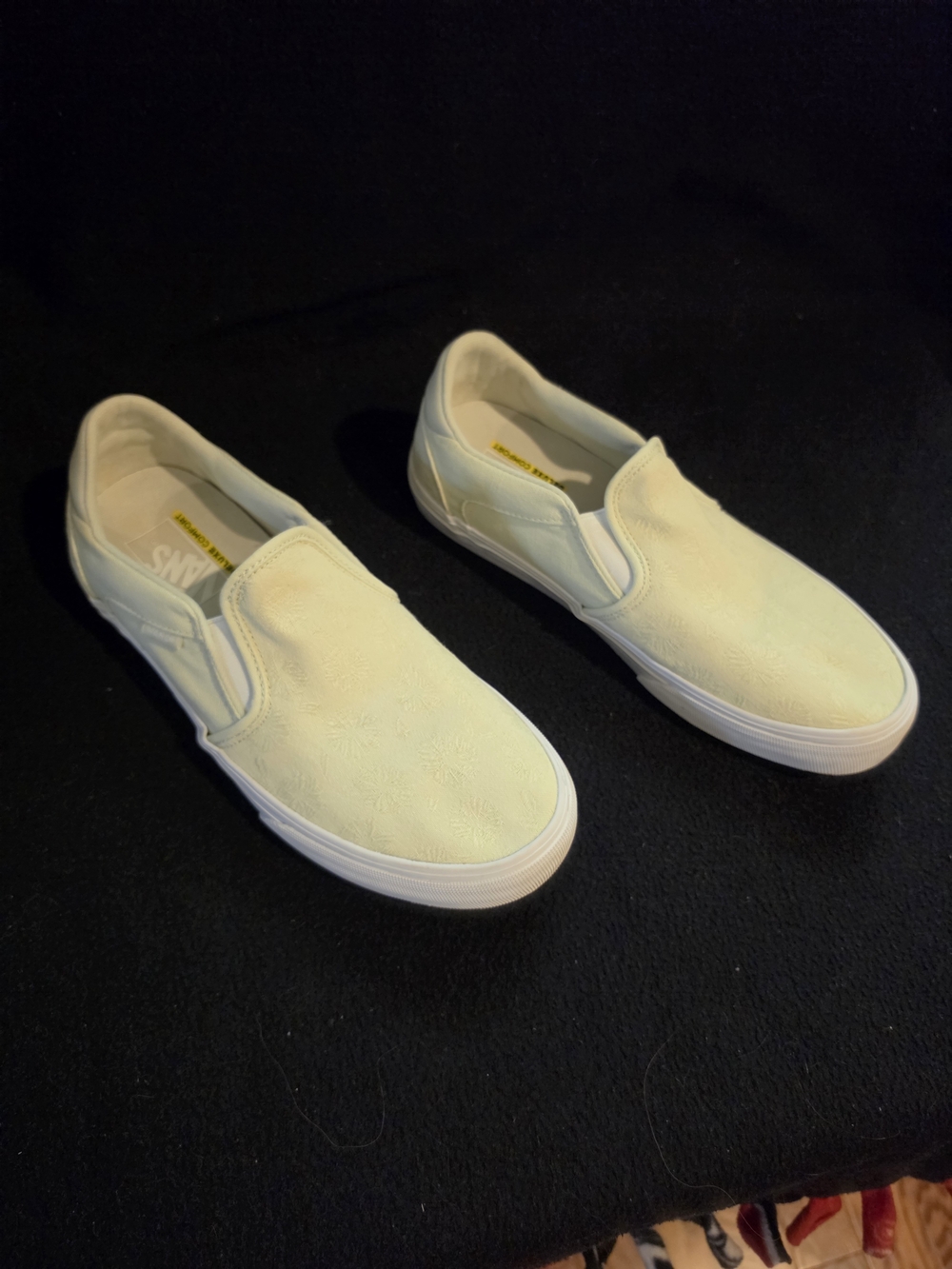 Vans Asher Deluxe Slip-On Sneakers - Floral Linen Canary Green (Women's Size 10)